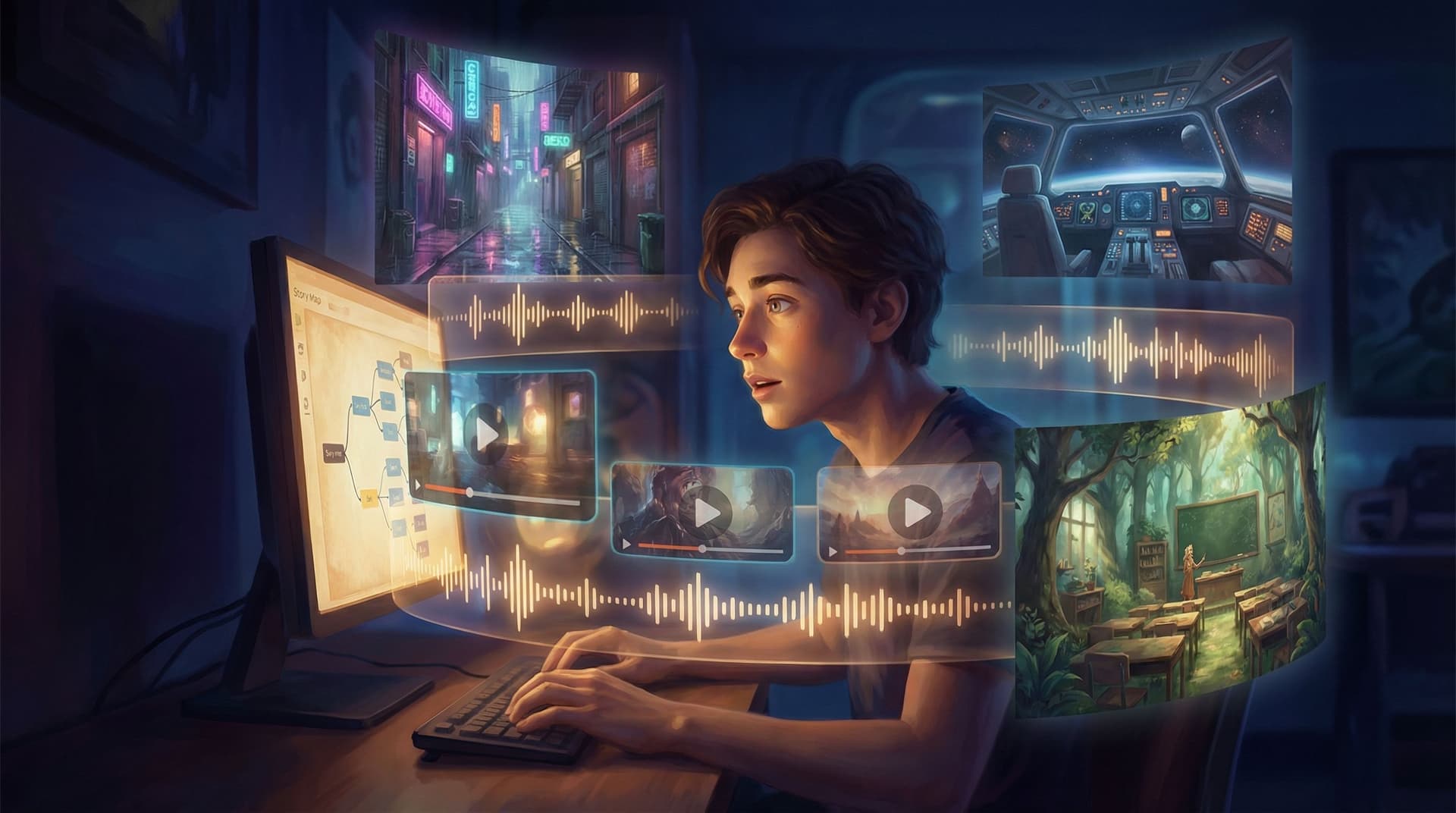 Beyond Text and Images: Using Ambient Audio and Micro-Video to Deepen Immersion in Questas