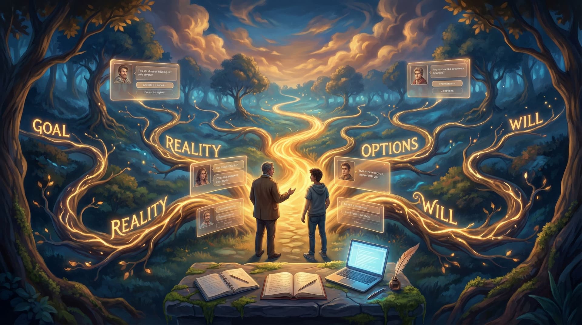 Branching Narratives for Real-World Skills: Turning Coaching Frameworks into Questas Scenarios