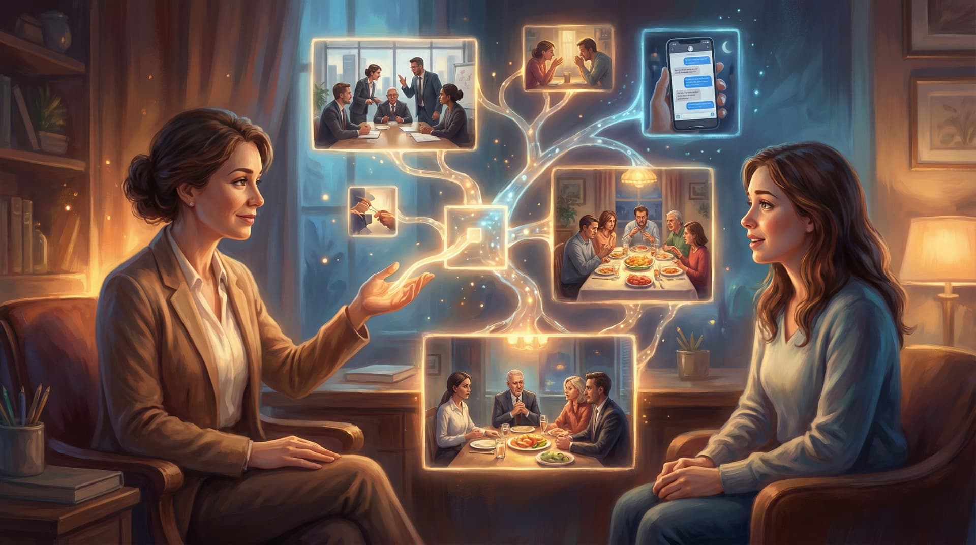 Branching Narratives for Therapists and Coaches: Using Questas to Rehearse Tough Conversations Safely