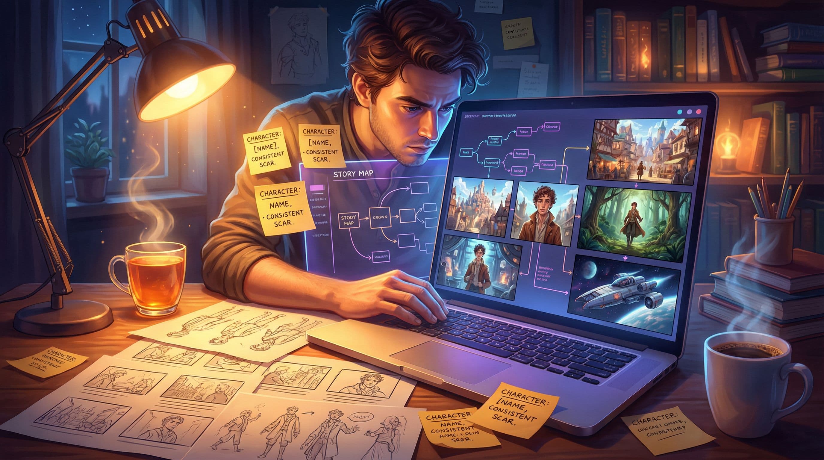 Picture This: How to Prompt AI for Consistent Characters and Worlds in Questas